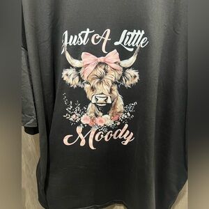 Plus Size Elegant Casual T-shirt, Women's Highland Cow Just A Little Moody
